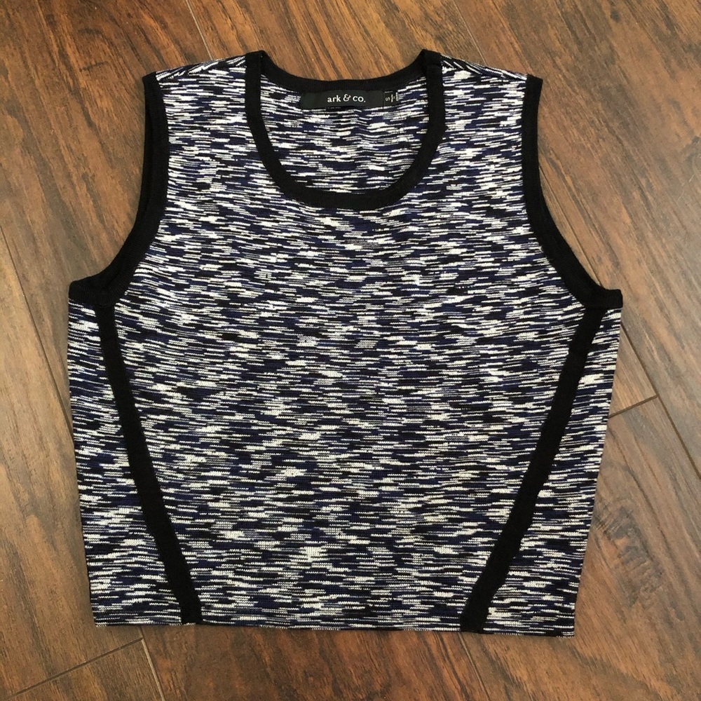 Ark & Co Shirt Womens Size S Blurred Lines Marled Knit Crop Top